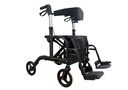 ANDADOR CUATRO RUEDAS CON ASIENTO, FRENO Y POSAPIES