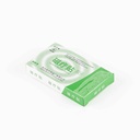 Caja verde y blanca de microimanes para auriculoterapia marca Hwato. El empaque muestra texto en chino e inglés con el nombre “Magnetic Treatment Plaster”. Fondo blanco.