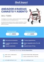Andador 4 ruedas canasto y asiento