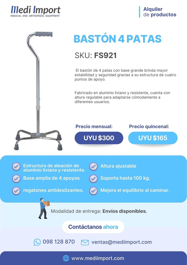 BASTON 4 PATAS GRANDE ALQUILER