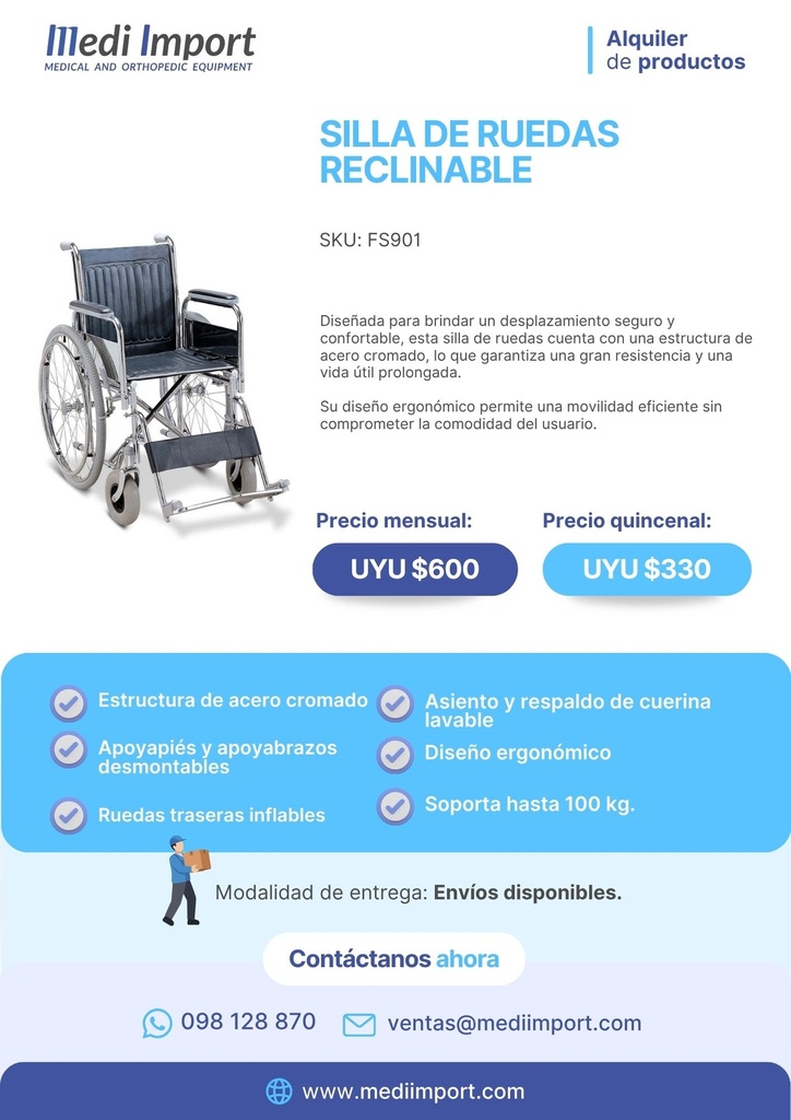 SILLA DE RUEDAS DESMONTABLE ALQUILER