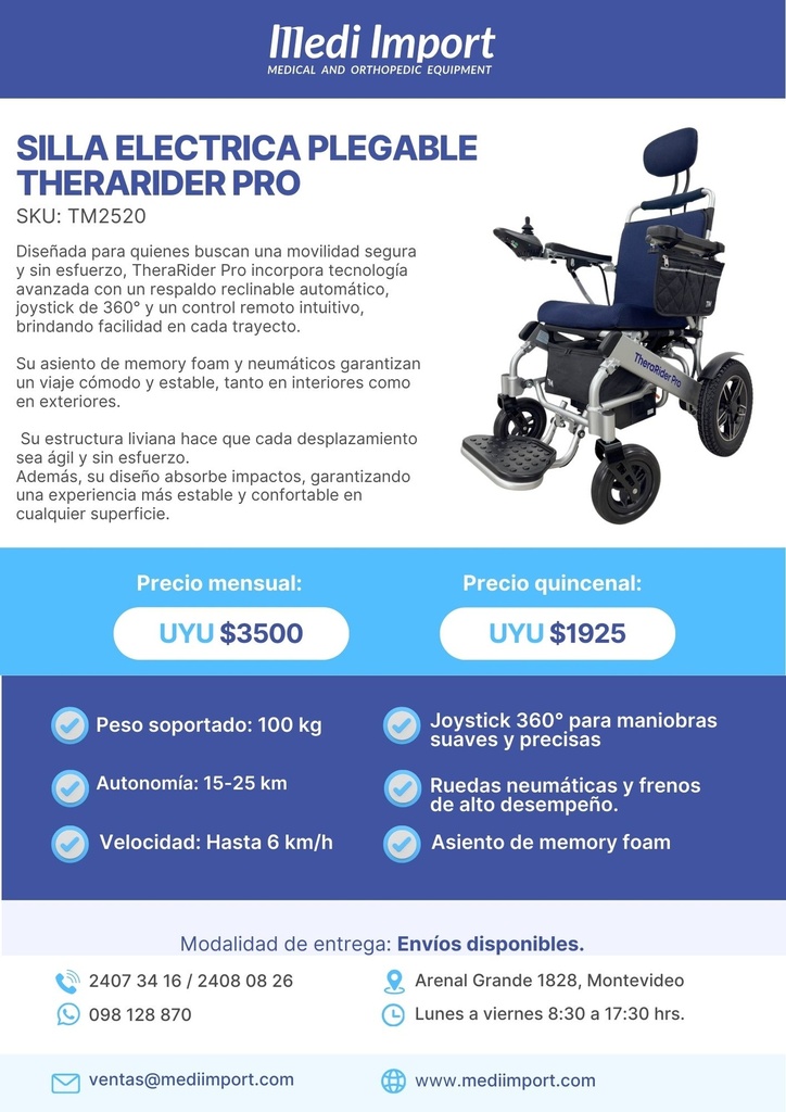 SILLA ELECTRICA PLEGABLE THERARIDER PRO ALQUILER
