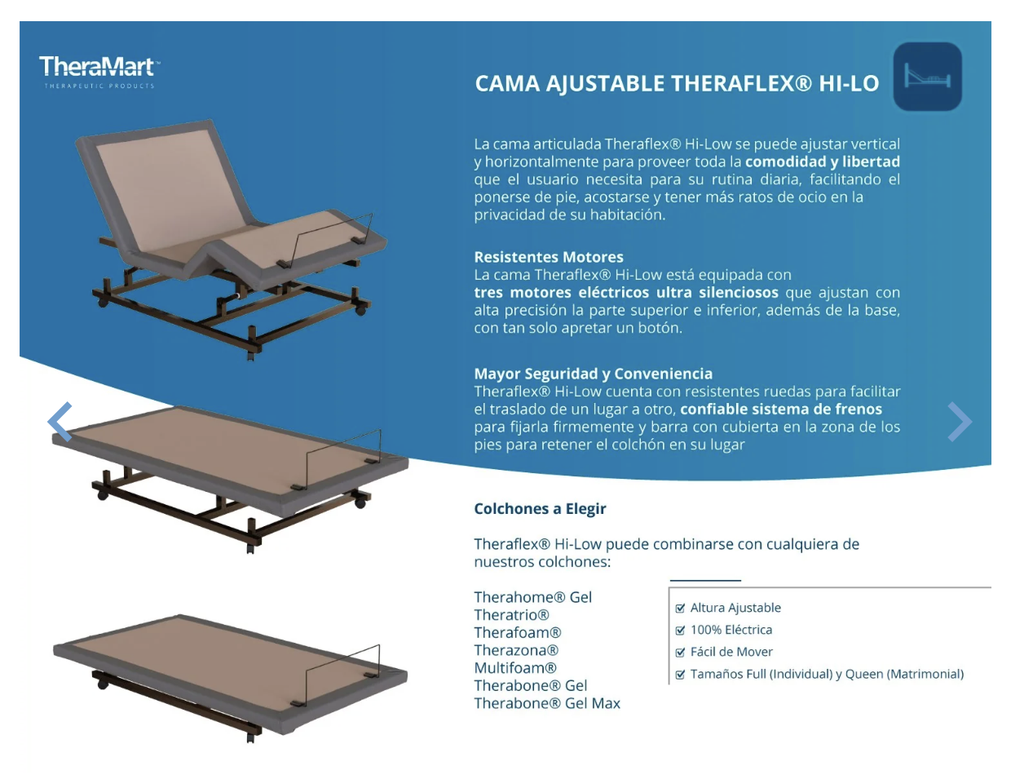 CAMA THERAFLEX BEIGE CON TELA IMPERMEABLE
