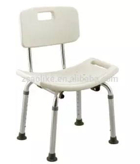 SILLA DE BAÑO DE ALUMINIO Y PVC CON RESPALDO REGULABLE EN ALTURA