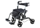 ANDADOR CUATRO RUEDAS CON ASIENTO, FRENO Y POSAPIES