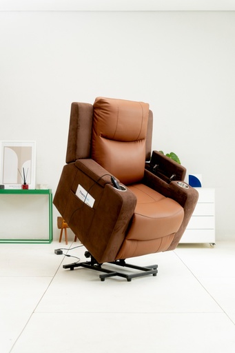 [TM3011] SILLON  THERALIFT ROYAL MARRON CON GAMUZA MASAJE